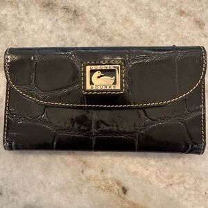 Dooney & Bourke Black Croc-Embossed Leather Wallet